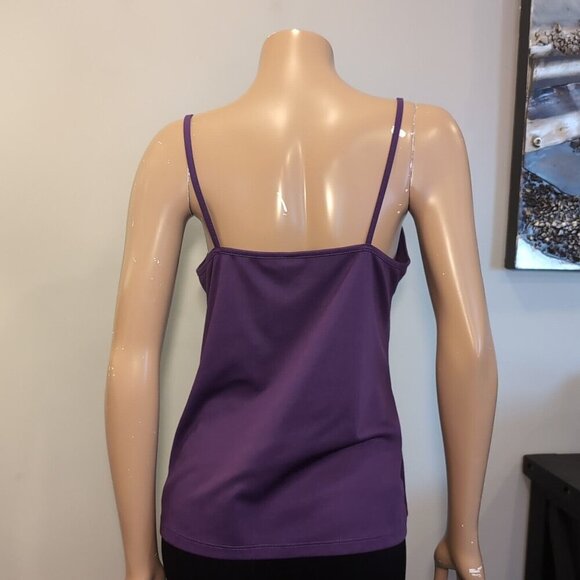 3/$20 Florentine Cami Tank Top Womens Large Royal Purple Vneck Stretchy Slip - Picture 7 of 10